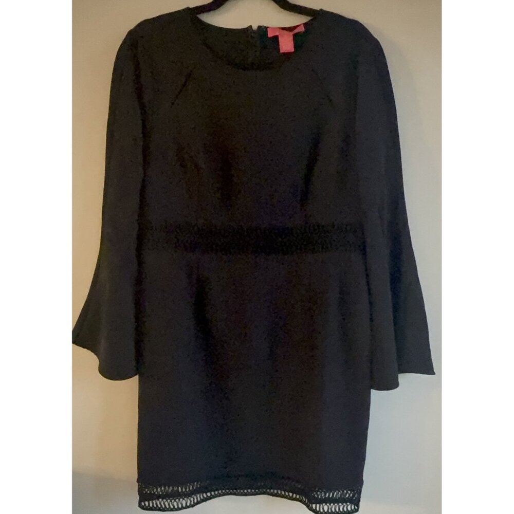 Catherine Malandrino Black Boho Midi Women's Sz 12 Bell Sleeve cut outs